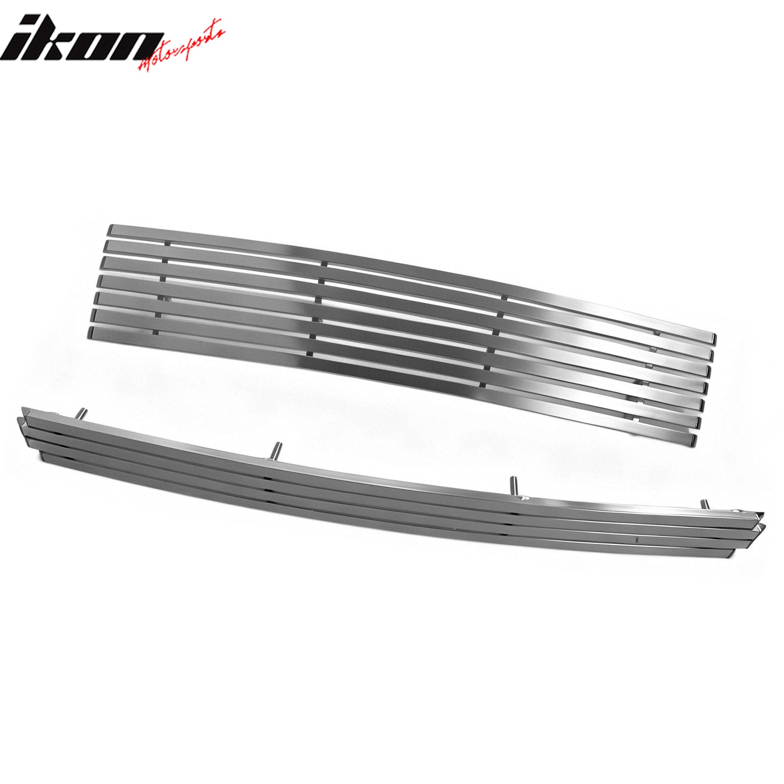 IKON MOTORSPORTS Front Upper Grille, Compatible with 2007-2010 Chevrolet Silverado 2500 HD/3500 HD, Billet Style Chrome Aluminum Replacement Front Bumper Hood Grill, 2PCS