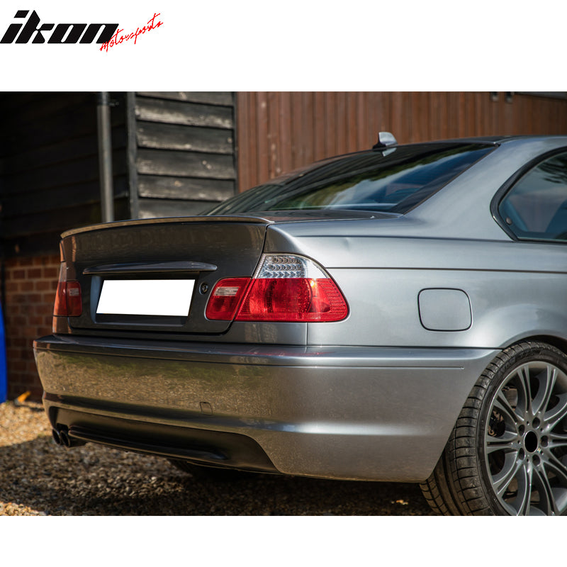 Rear Bumper Cover Guard Compatible With 2000-2006 BMW E46 3 Series, Unpainted Gray PP Bumper Guard Protector Mask M-Tech Replacement by IKON MOTORSPORTS, 2001 2002 2003 2004 2005