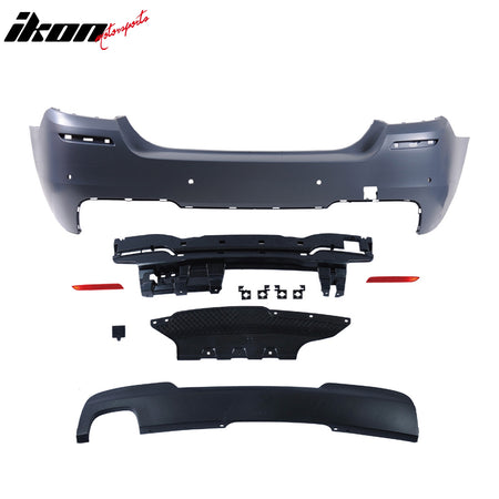 Fits 11-16 BMW 5-Series F10 Sedan 4DR M-Tech Rear Bumper Cover W/ 528i Diffuser