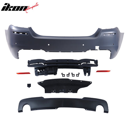 Fits 11-16 BMW 5-Series F10 Sedan 4DR M-Tech Rear Bumper Cover W/ 535i Diffuser