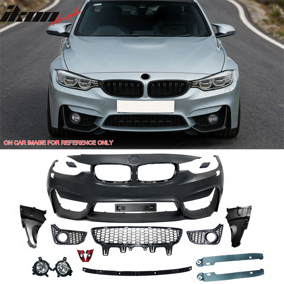 2012-2018 BMW 3-Series F30 Sedan & F31 Wagon Front Bumper Cover Conversion Replacement W/O PDC M3 Style Unpainted PP