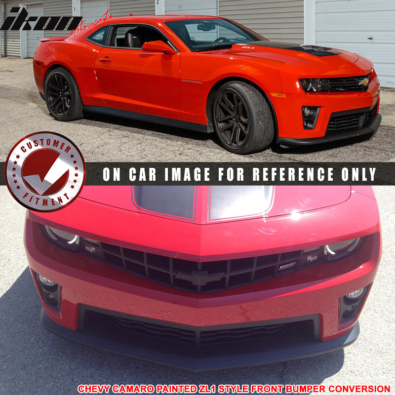 Pre-painted Front Bumper Cover Guard Compatible With 2010-2013 Chevy Camaro, ZL1 Style Painted Inferno Orange Metallic # WA502Q PP Bumper Guard Protector Mask by IKON MOTORSPORTS, 2011