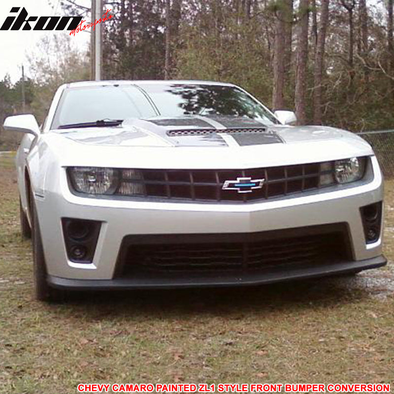 Pre-painted Front Bumper Cover Guard Compatible With 2010-2013 Chevy Camaro, ZL1 Style Painted Switchblade Silver Metallic # WA636R PP Bumper Guard Protector Mask by IKON MOTORSPORTS