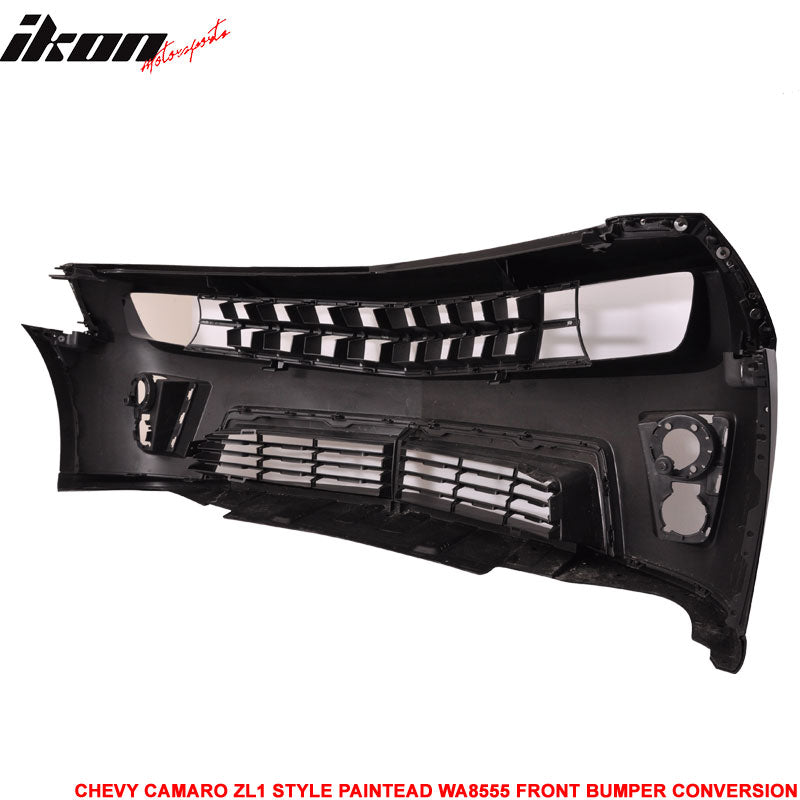 Fits 10-13 Chevy Camaro ZL1 Style Front Bumper Cover Conversion Painted Black PP