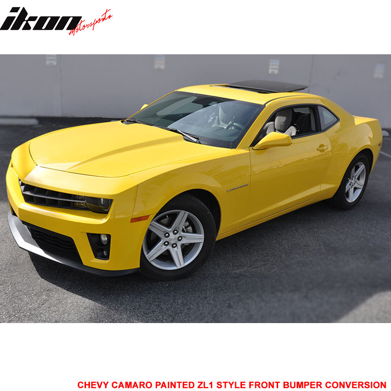 Pre-Painted Front Bumper Cover Conversion Compatible With 2010-2013 Chevy Camaro, ZL1 Style PP Front Bumper Mask Painted Color Code Wa9414 other color available by IKON MOTORSPORTS, 2011 2012