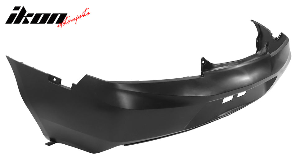 IKON MOTORSPORTS, Rear Bumper Cover Compatible With 2014-2015 Chevrolet Camaro, 6th ZL1 Style Unpainted Bumper Conversion Guard Bodykit - PP Polypropylene