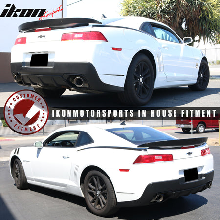 Rear Bumper Cover Compatible With 2014-2015 Chevy Camaro, Factory Style Black PP Z28 Spring Edition Rear Lip Spoiler Diffuser Cover Guard by IKON MOTORSPORTS