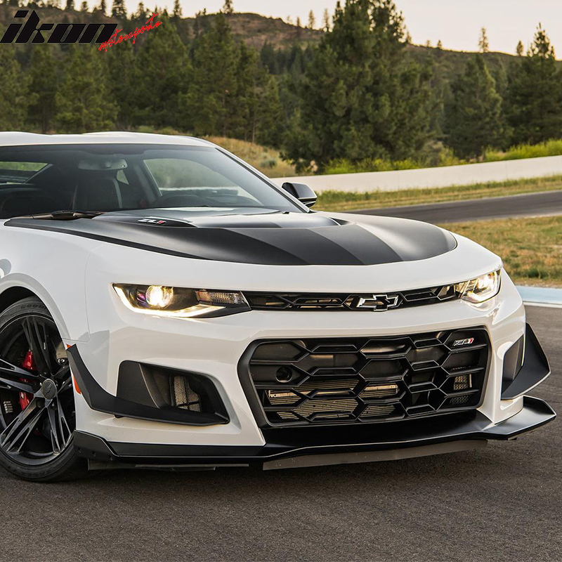 Front Bumper Compatible With 2016-2023 Chevrolet Camaro, 1LE Style Black PP Cover Conversion Lip Grille Grill Bodykit Replacement by IKON MOTORSPORTS, 2017