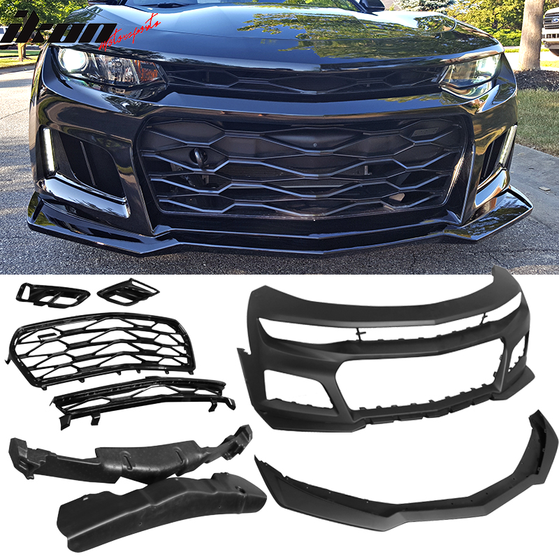 2016-2018 Chevrolet Camaro ZL1 Black Front Bumper w/ Lip & Grille PP