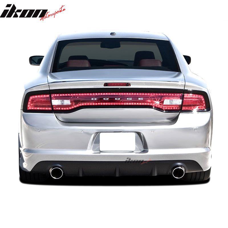 Rear Bumper Cover Compatible With 2011-2014 Dodge Charger, Rear Bumper Lip Diffuser Guard Conversion Unpainted Black PP by IKON MOTORSPORTS, 2012 2013