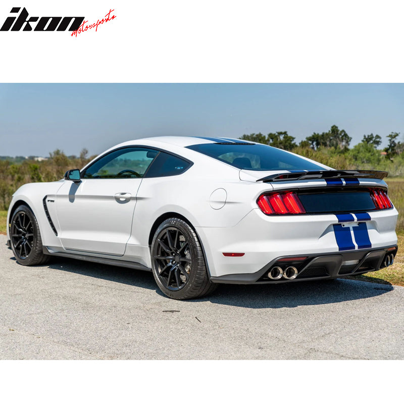 Rear Diffuser Compatible With 2015-2017 Ford Mustang, GT350 Style Black PP Valance Add On Kit Conversion for Premium Trim by IKON MOTORSPORTS, 2016