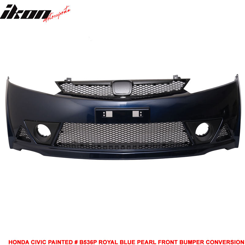 Fits 06-11 Civic Mugen RR Style Front Bumper Cover Painted Royal Blue Pearl PP