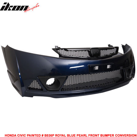 Fits 06-11 Civic Mugen RR Style Front Bumper Cover Painted Royal Blue Pearl PP