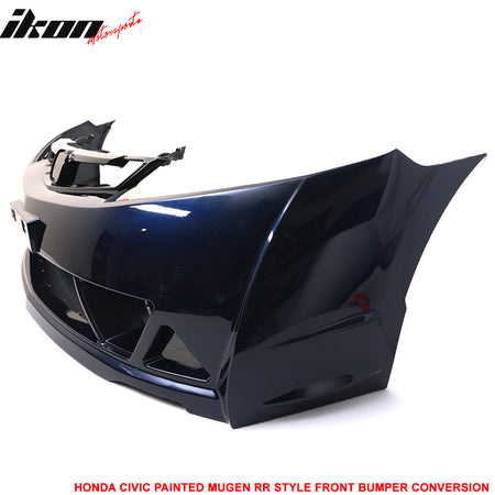 Fits 06-11 Civic Mugen RR Style Front Bumper Cover Painted Royal Blue Pearl PP