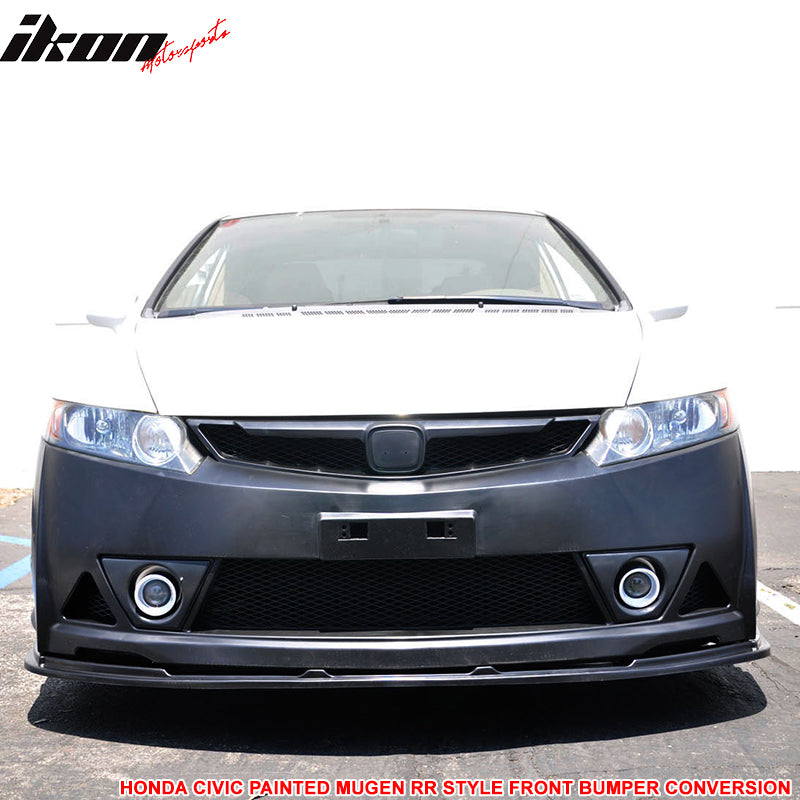 Pre-painted Front Bumper Cover Compatible With 2006-2011 Honda Civic, Taffeta White Painted #NH578 PP Front Lip Spoiler Diffuser Cover Guard by IKON MOTORSPORTS, 2007 2008 2009 2010