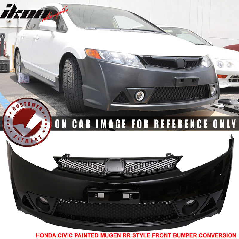 2006-2011 Honda Civic Mug Style Paint Crystal Black Pearl Front Bumper