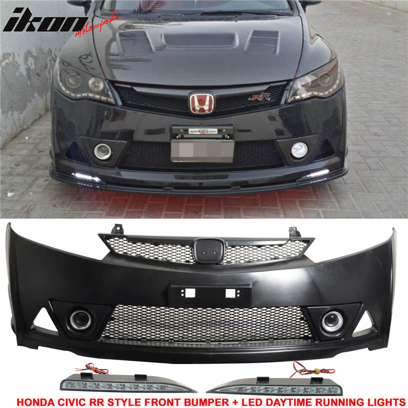 Fits 06-11 Civic Mugen RR Front Bumper & Daytime Running Fog Lamp