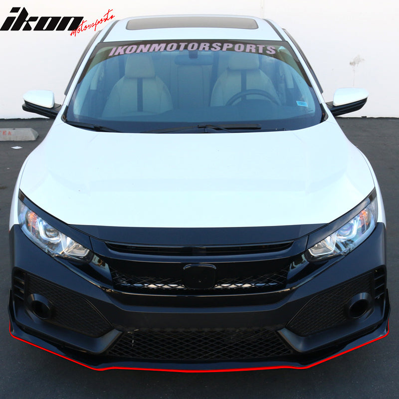 Fits 16-21 Honda Civic TR Style Front Bumper Cover + Grille + Front Lip PP