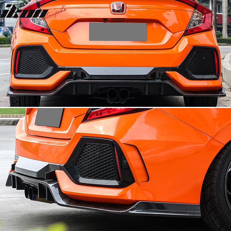 Fits 16-21 Honda Civic Sedan TR Style Front & Rear Bumper Cover W/Grille&Lip PP