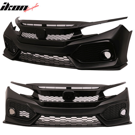 Fits 16-21 Civic Si Sedan Coupe OE Style Front Bumper Conversion &R Style Grille