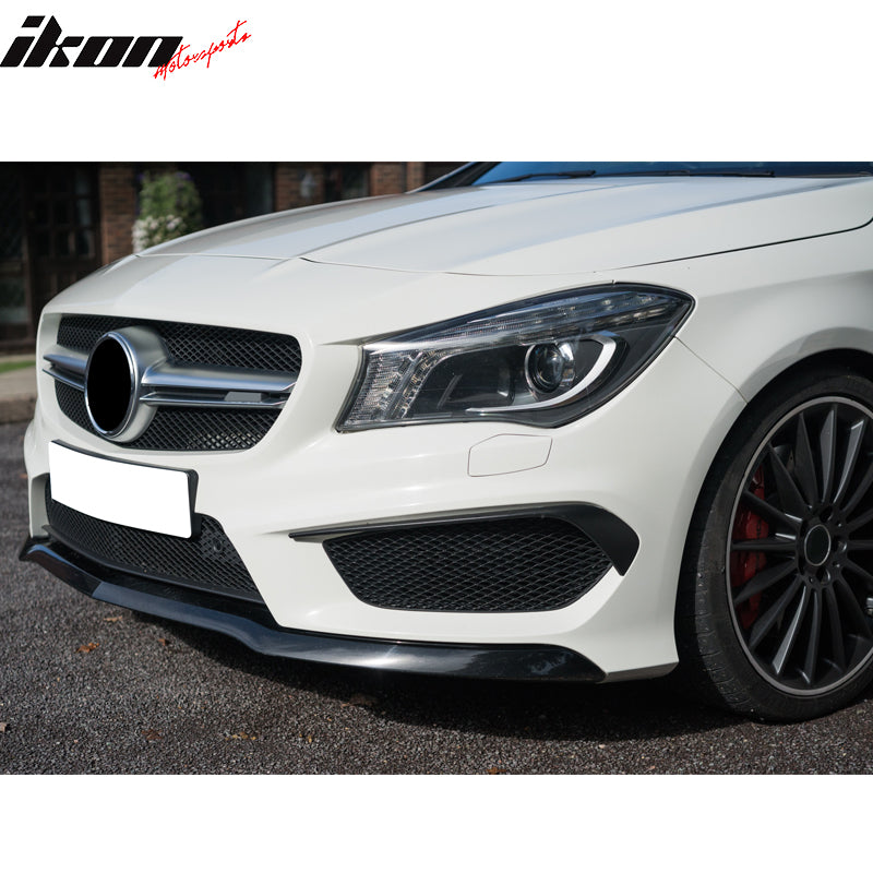 Front Bumper Body Kit Compatible With 2013-2016 Mercedes W117 CLA-Class, AMG Style Unpainted PP Air Dam Chin Diffuser Front Bumper Lip by IKON MOTORSPORTS, 2014 2015