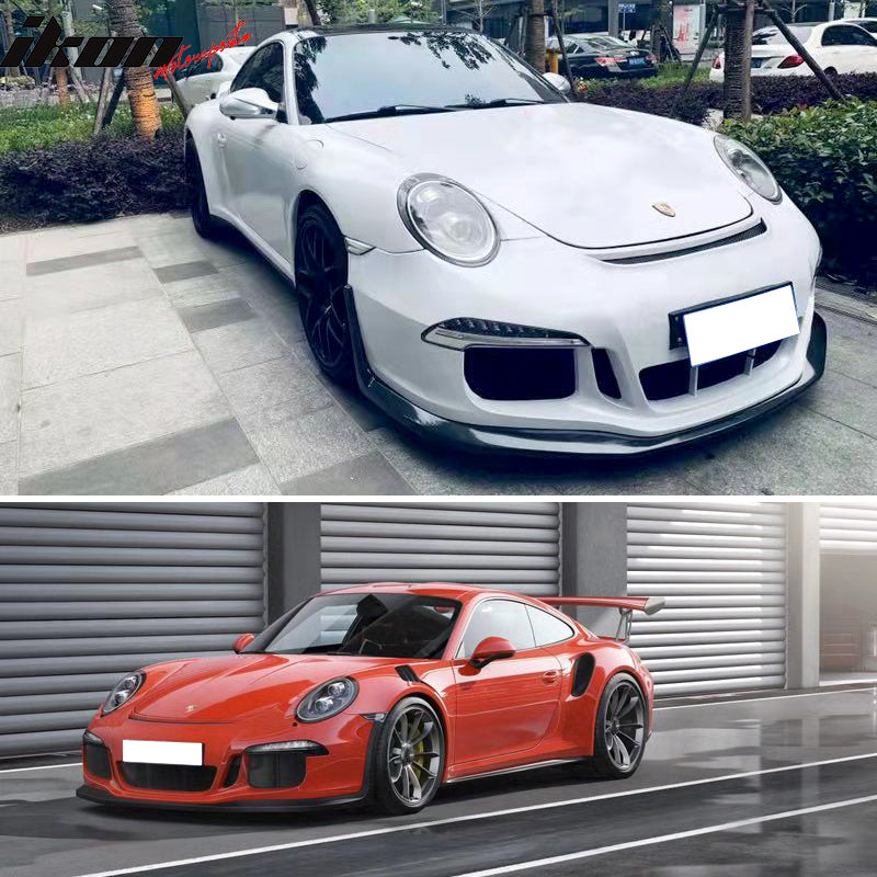IKON MOTORSPORTS, Front Bumper Cover Compatible With 2005-2012 Porsche 911 997, Upgrade to 991 GT3 RS Style Front Bumper Conversion Replacement