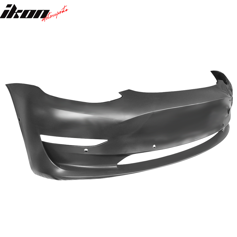 IKON MOTORSPORTS Front Bumper, Compatible With 2017-2023 Tesla Model 3, OE Style PP Front Bumper Cover