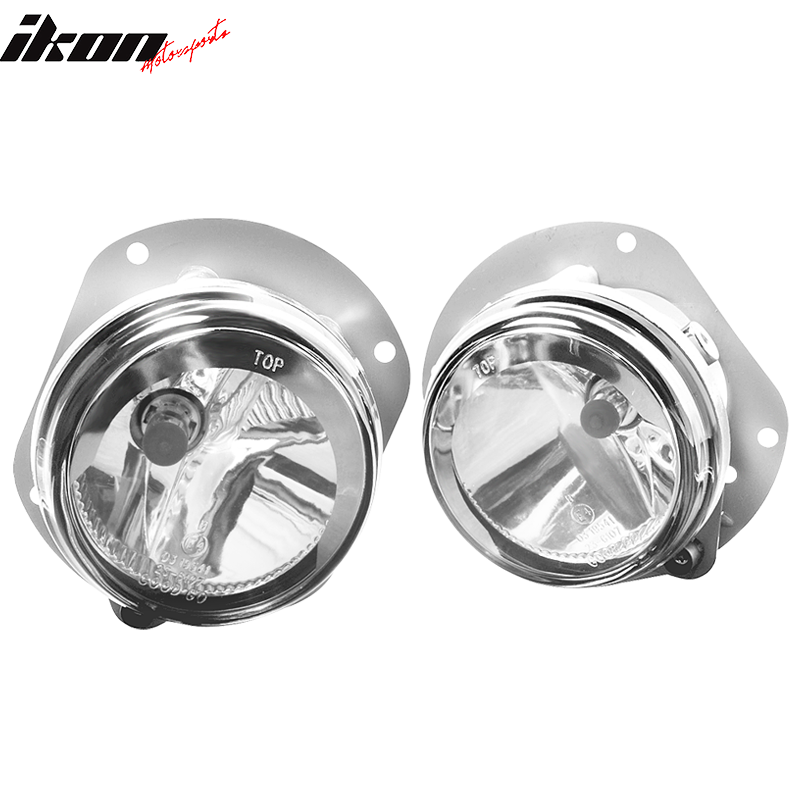 IKON MOTORSPORTS Foglights, Compatible With 2007-2009 Benz W211 E-Class E63 AMG, Chrome Housing Clear Lens Fog Lights Lamp Replacement for Cars 2007 2008 2009