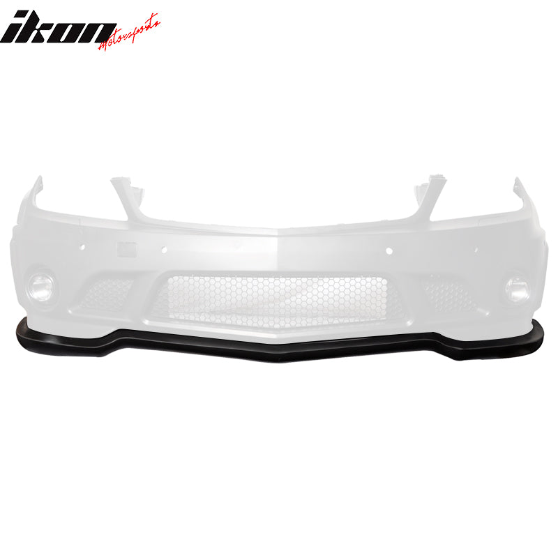 IKON MOTORSPORTS, Front Bumper Lip Compatible With 2008-2010 Mercedes Benz C-Class W204 63 AMG Style Front Bumpers (Will not fit C63 AMG), Front Bumper Lip Spoiler Unpainted Black H Style PP