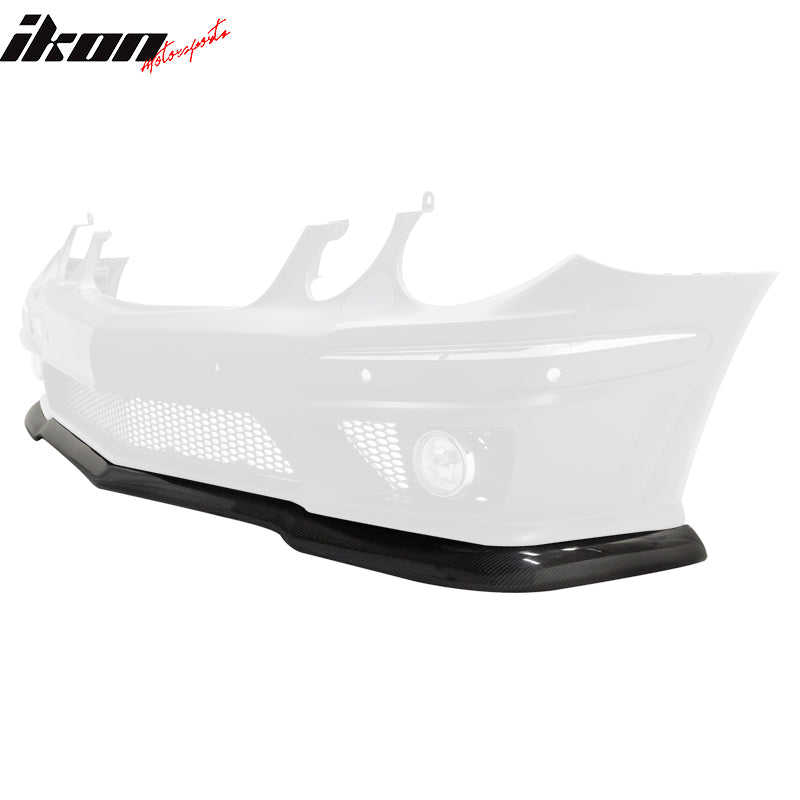 IKON MOTORSPORTS, Front Bumper Lip Compatible With 2007-2009 Mercedes-Benz E-Class W211 55 AMG Style Front Bumpers (Will not fit E55 AMG), Front Bumper Lip Spoiler Unpainted Black H Style PP