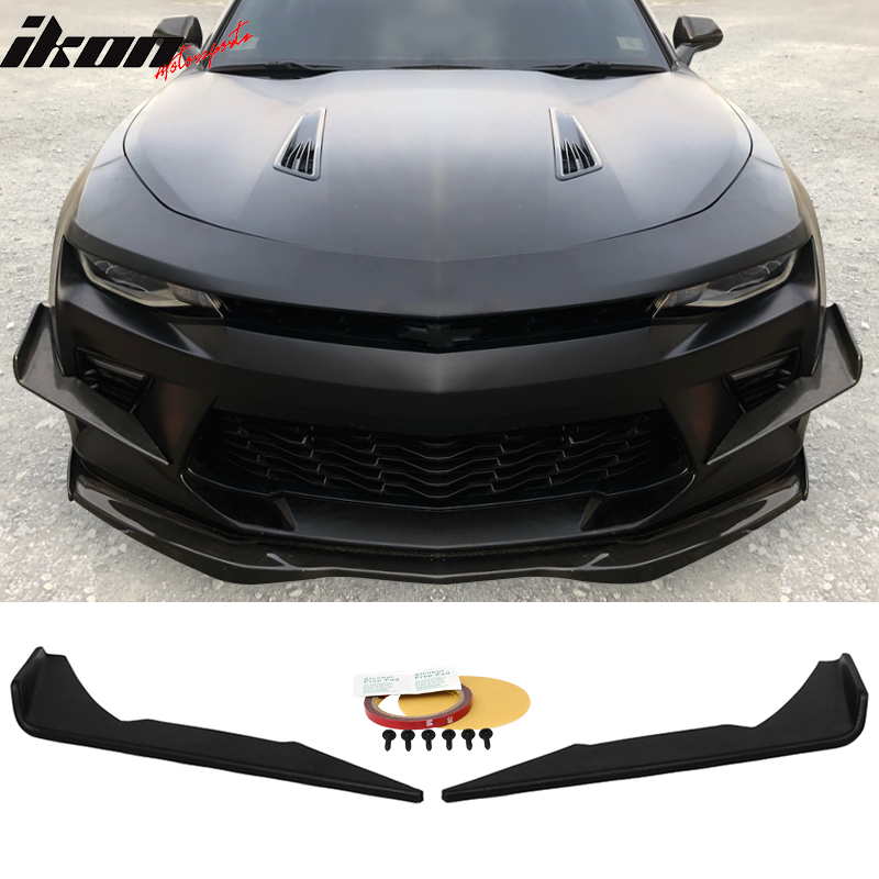 2016-2018 Chevy Camaro SS Textured Black Front Bumper Canards 2PC