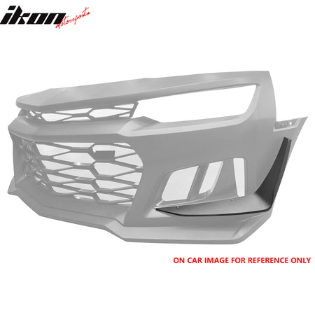 Fits 14-24 Camaro ZL1 Style Front Bumper Side Splitter Canards ABS Gloss Black