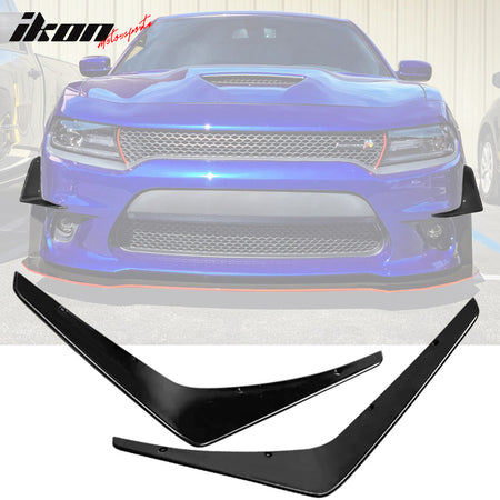 Fits 15-23 Dodge Charger SRT IKON Style Front Bumper Canards Painted Color