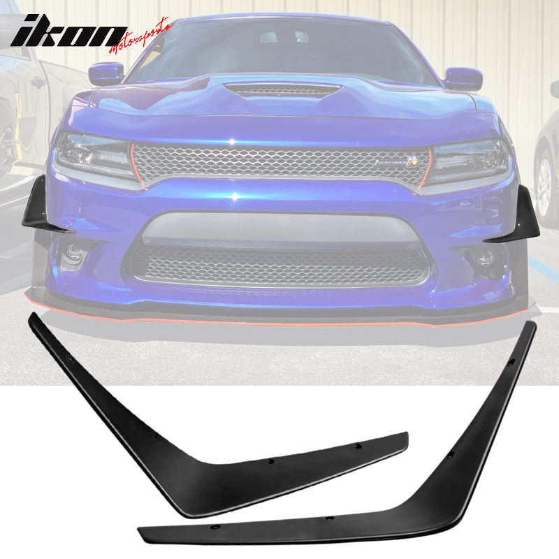 Fits 15-23 Dodge Charger SRT IKON Style Front Bumper Canards Painted Color