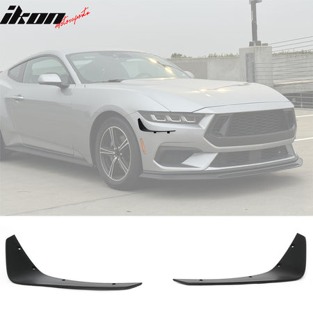 IKON MOTORSPORTS, Front Canards Replacement Compatible With 2024-2026 Ford Mustang Ecoboost, IKON Style PP Front Bumper Side Canards Dive Planes Fin 2PCS