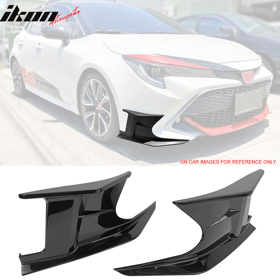 IKON MOTORSPORTS, Front Bumper Canards Compatible With 2019-2024 Toyota Corolla Auris 3rd E210 5-Door Hatchback, 2PCS Front Bumper Side Canards Dive Planes Vent Spoiler