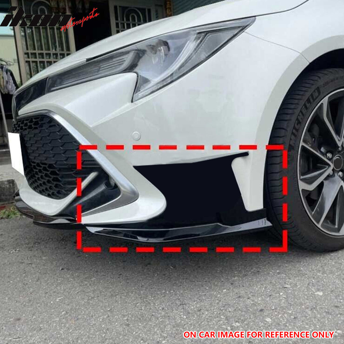 IKON MOTORSPORTS, Front Bumper Canards Compatible With 2019-2025 Toyota Corolla Auris 3rd E210 5-Door Hatchback, 2PCS Front Bumper Side Canards Dive Planes Vent Spoiler Gloss Black