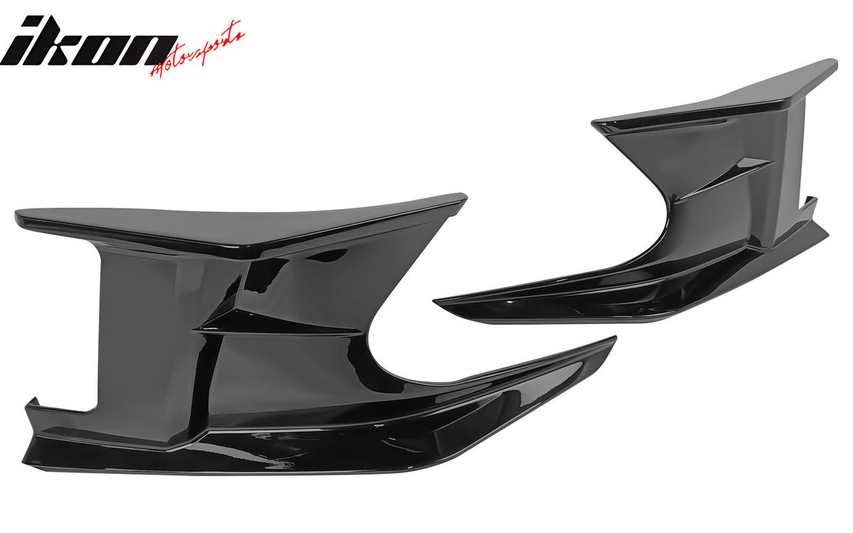 Fits 19-26 Toyota Corolla 5DR Front Bumper Canards Gloss Black ABS Side Spoiler