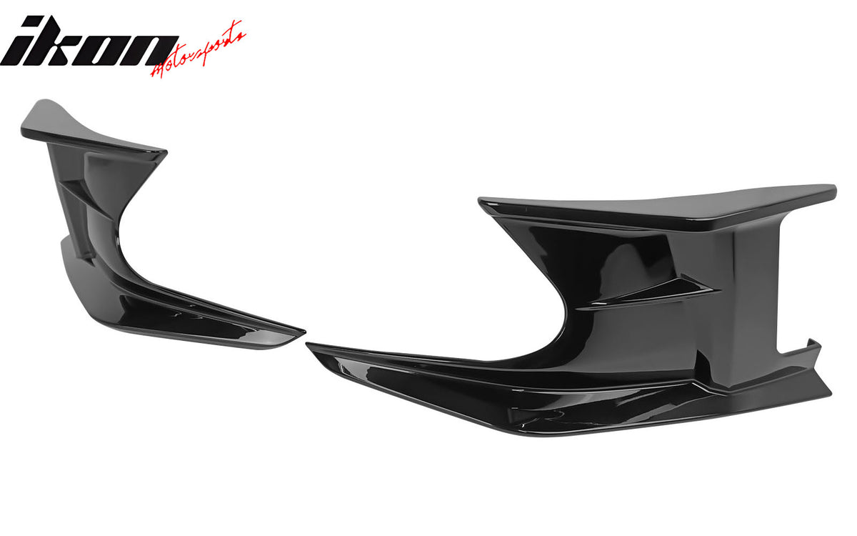 Fits 19-24 Toyota Corolla 5DR Front Bumper Canards Gloss Black ABS Side Spoiler