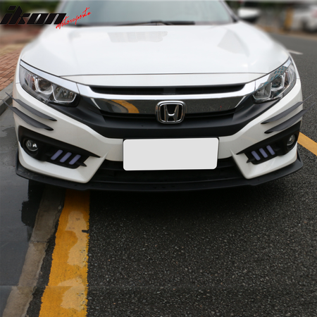 Front Canards Splitters Compatible With Most Vehicles, Universal V1 A Style 40CM Carbon Texture PP Spoiler Splitter Valance Canards Chin Bodykit by IKON MOTORSPORTS