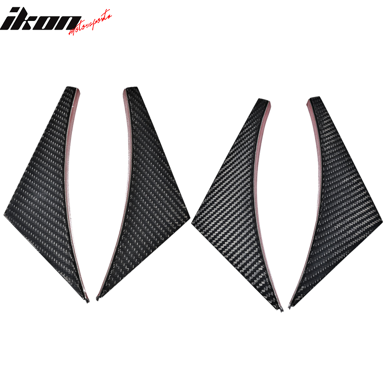 Universal Front Bumper Lip Canards Splitters Fin 4Pc V2 Style - Carbon Fiber