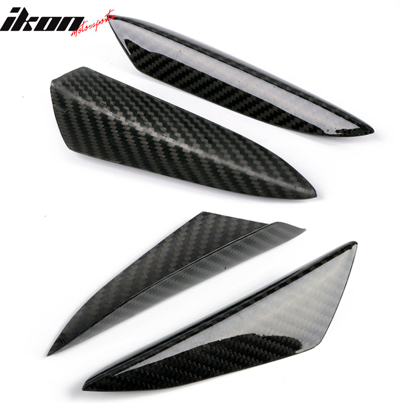 Universal Carbon Fiber Front Bumper Fin Canards Splitters V3 Style 4Pc Set