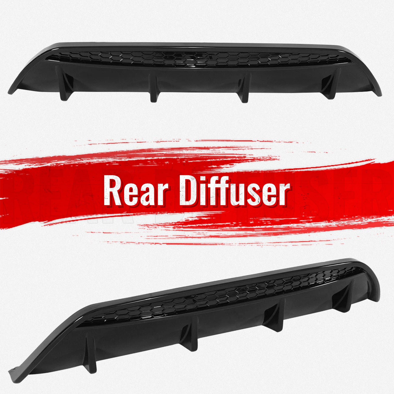 Fits 17-26 Alfa Romeo Stelvio Gloss Black V Style Rear Bumper Diffuser Guard ABS