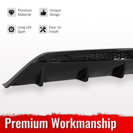 Fits 17-26 Alfa Romeo Stelvio Gloss Black V Style Rear Bumper Diffuser Guard ABS