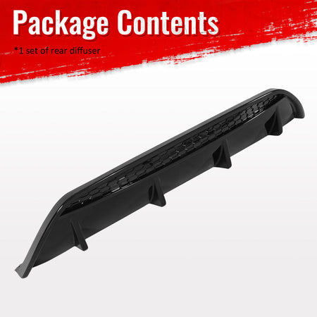Fits 17-26 Alfa Romeo Stelvio Gloss Black V Style Rear Bumper Diffuser Guard ABS