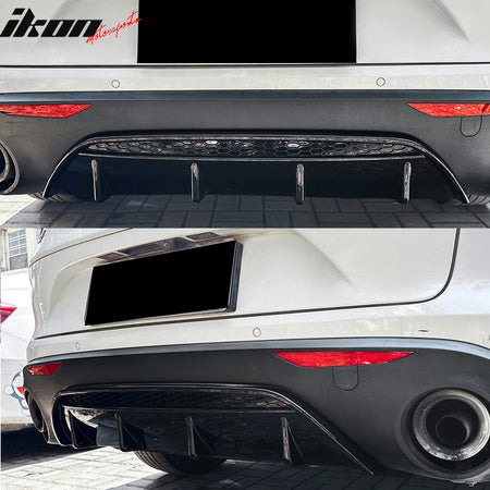 Fits 17-26 Alfa Romeo Stelvio Gloss Black V Style Rear Bumper Diffuser Guard ABS