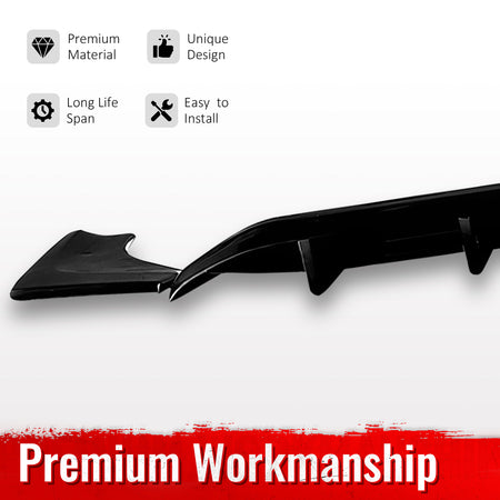 Fits 23-26 Alfa Romeo Tonale IKON Style Rear Bumper Diffuser 3PC Gloss Black ABS
