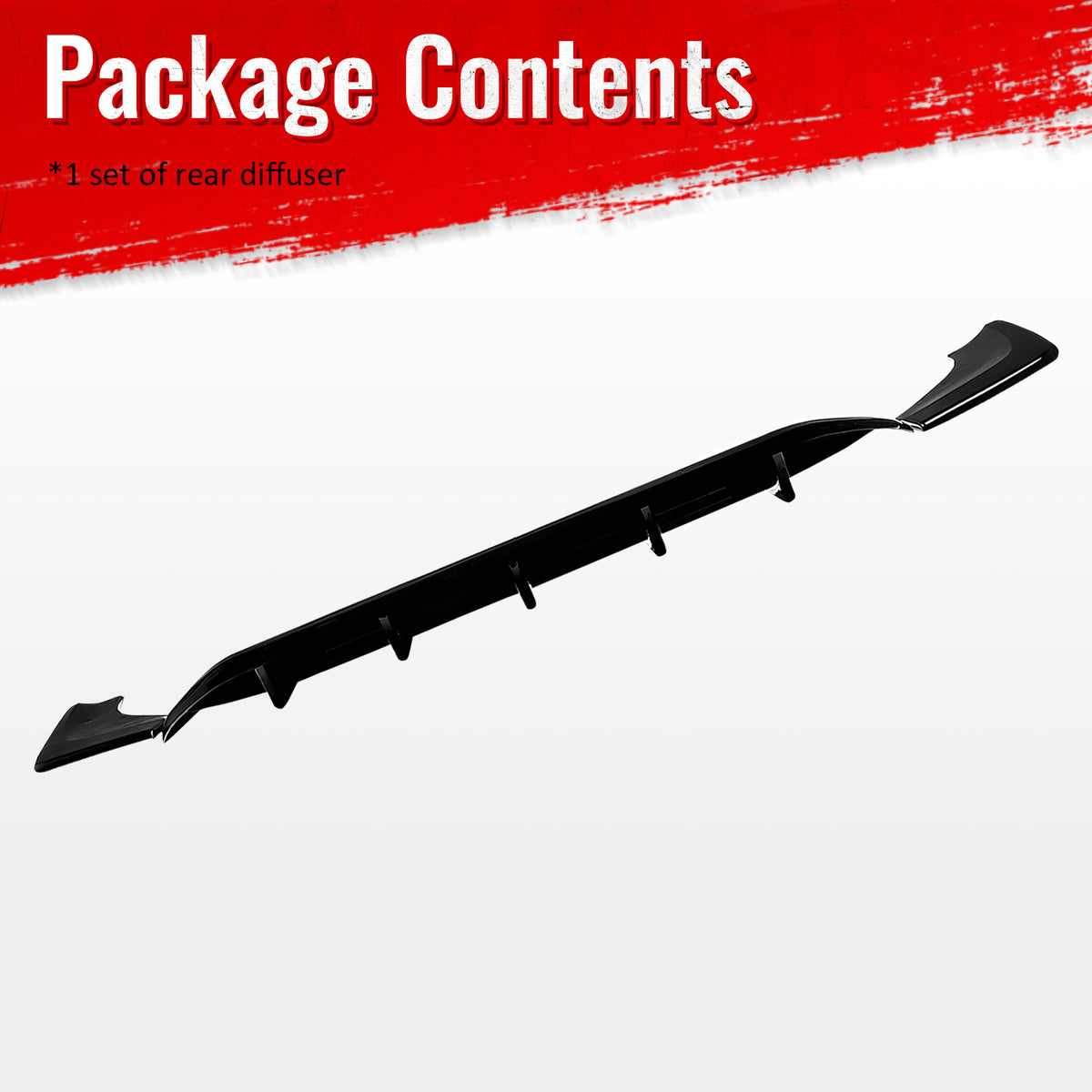 Fits 23-26 Alfa Romeo Tonale IKON Style Rear Bumper Diffuser 3PC Gloss Black ABS