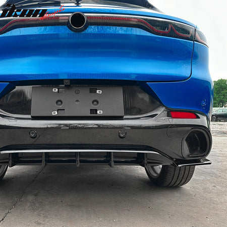 Fits 23-26 Alfa Romeo Tonale IKON Style Rear Bumper Diffuser 3PC Gloss Black ABS