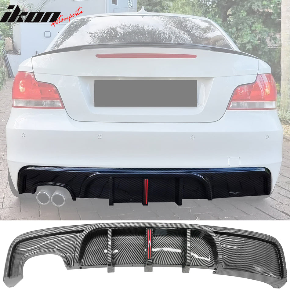 2008-2013 BMW 1-Series MP Rear Diffuser W/ LED Carbon Fiber Print ABS